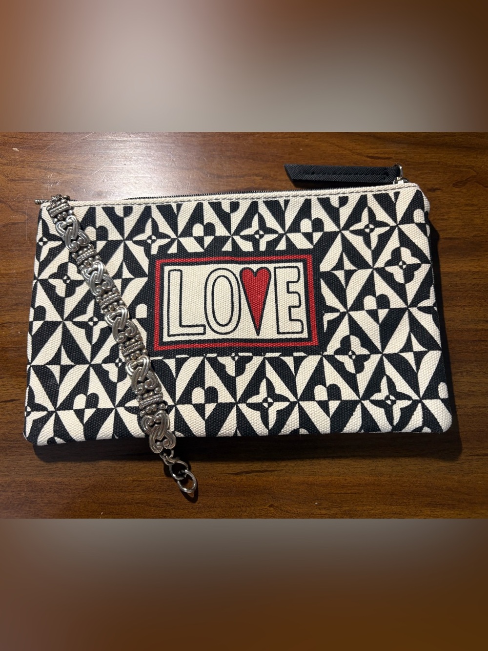 Brighton Silver Interlok Knot Toggle Bracelet & LOVE Canvas Pouch Set